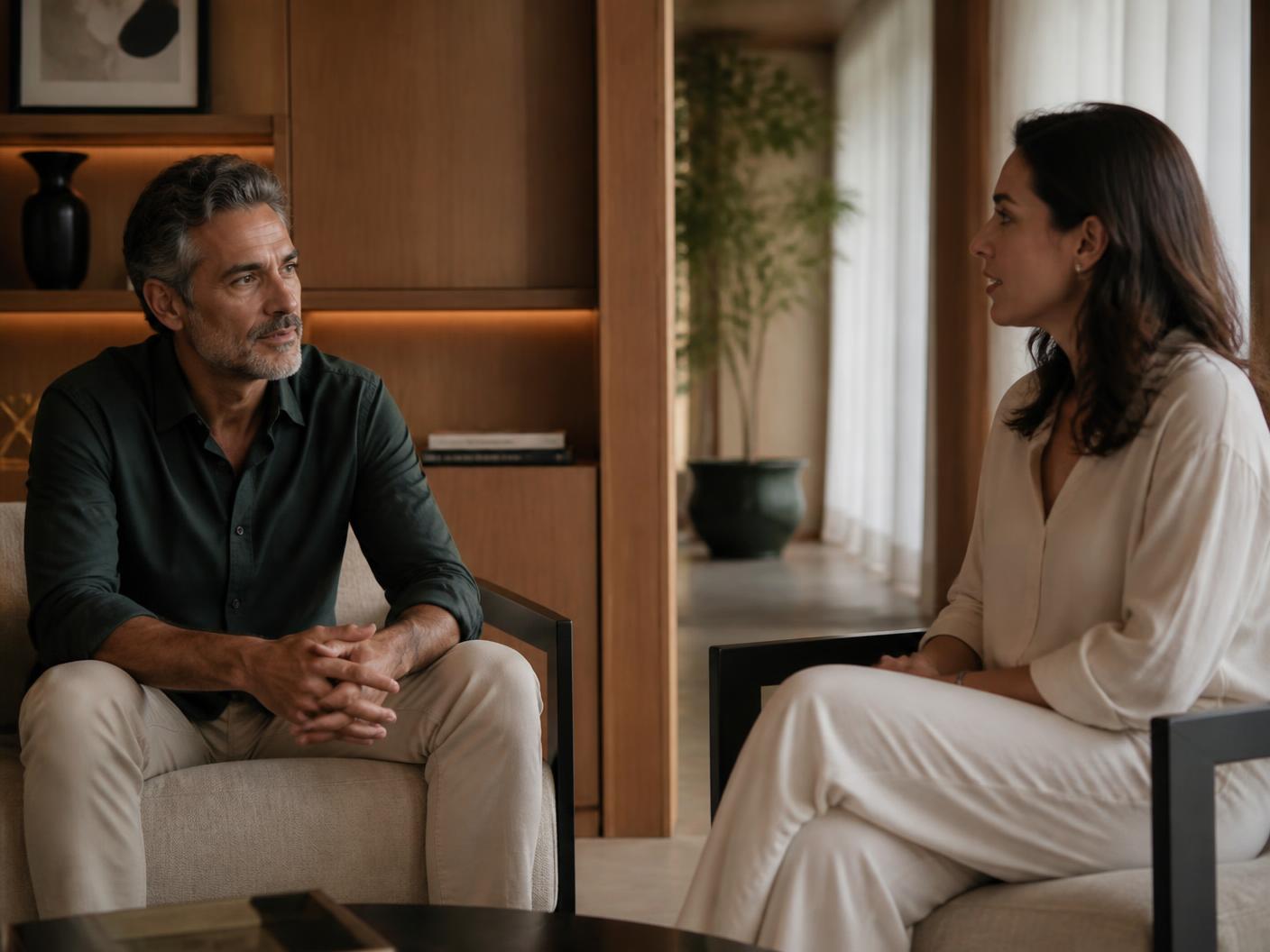 Consultor e cliente em conversa