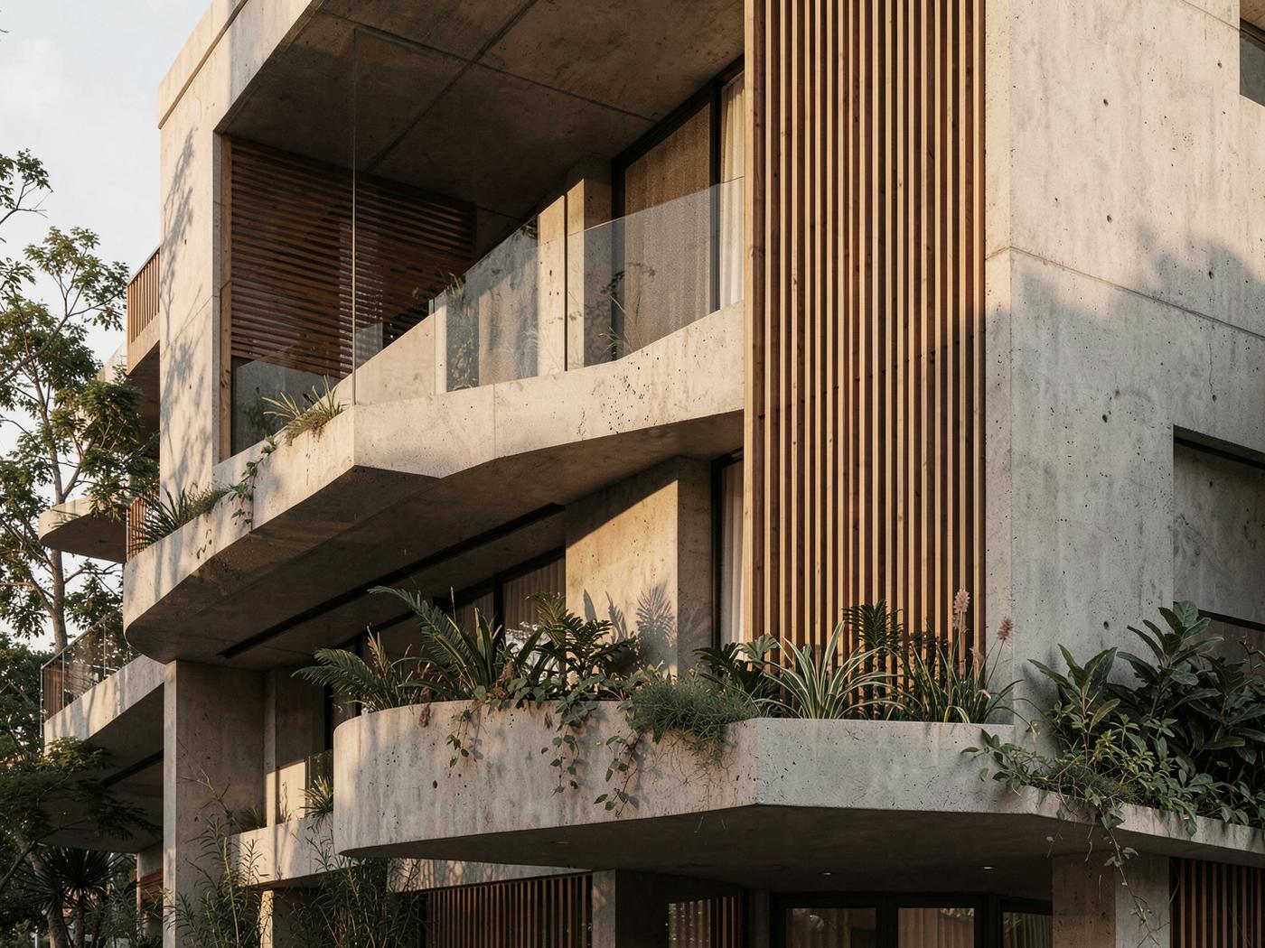 Fachada de edifício residencial contemporâneo
