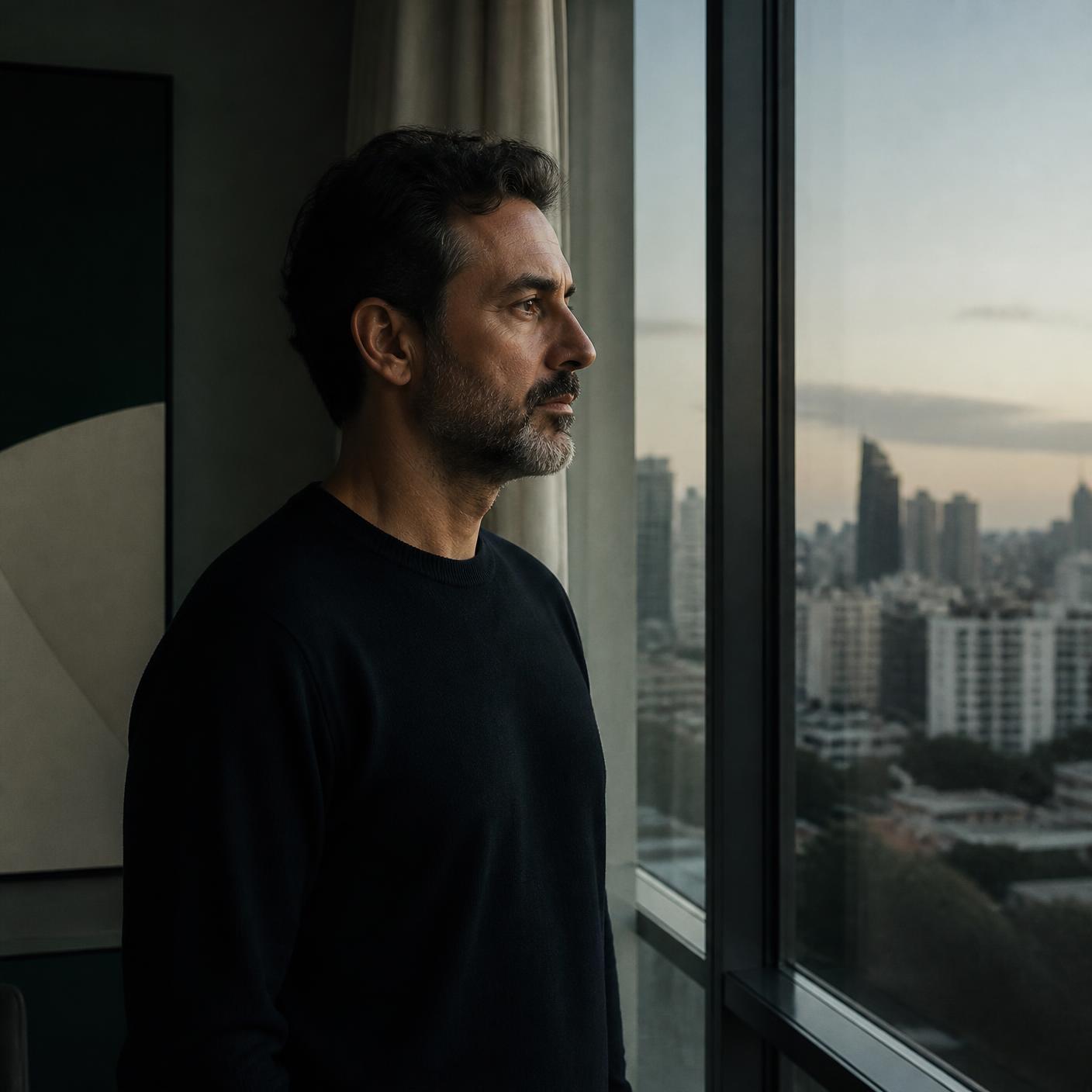 Profissional observando a cidade